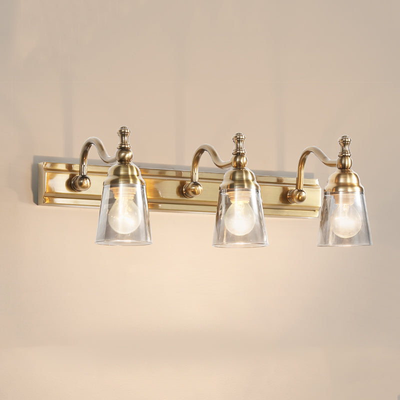 Modern Metal Wall Sconce Geometric Shape Vanity Lamp with Glass Shade for Bathroom