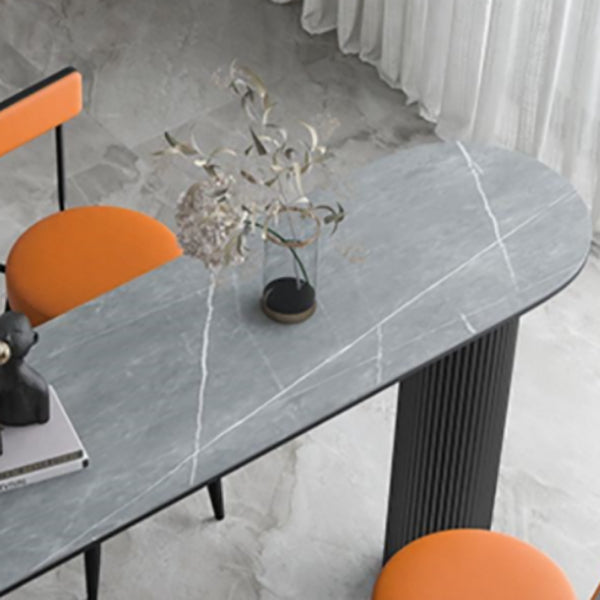 Stone Bar Dining Table Glam Style Bar Table with Double Pedestal for Dining Room Kitchen