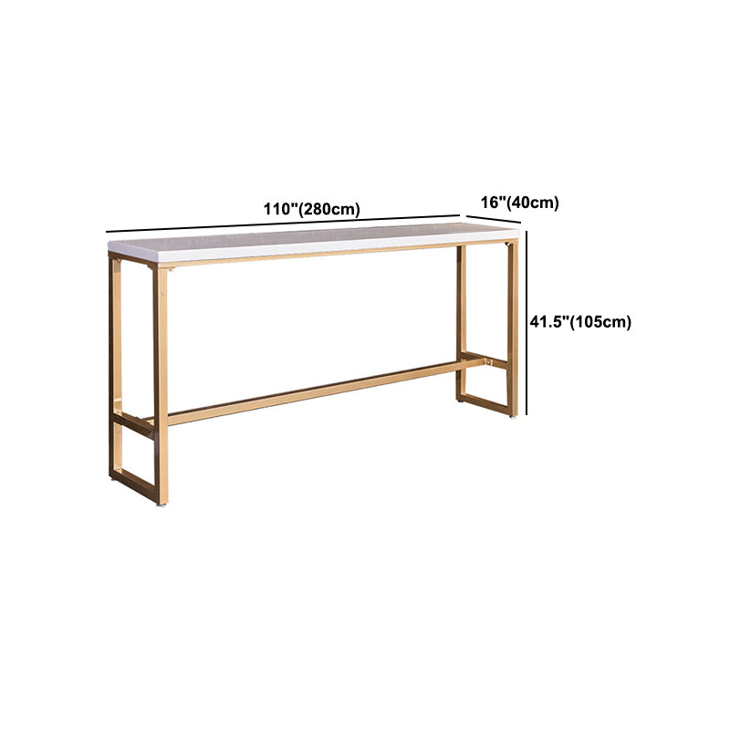 Glam Style Bar Table Faux Marble Rectangle Bar Dining Table with Footrest