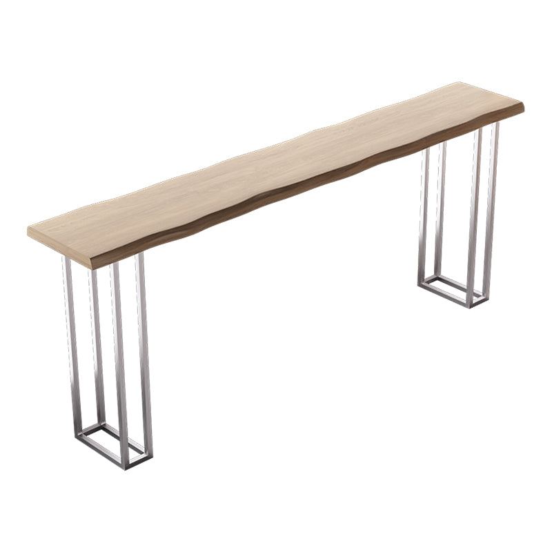 Rectangular Pine Wood Top Bar Table Modern Bar Table with Double Pedestal