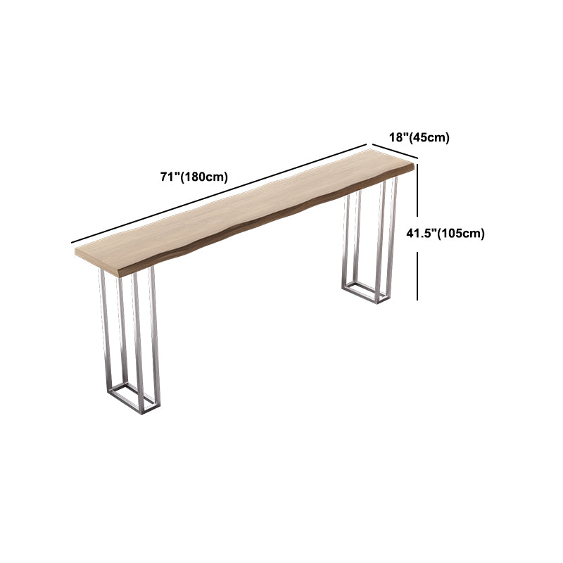 Rectangular Pine Wood Top Bar Table Modern Bar Table with Double Pedestal