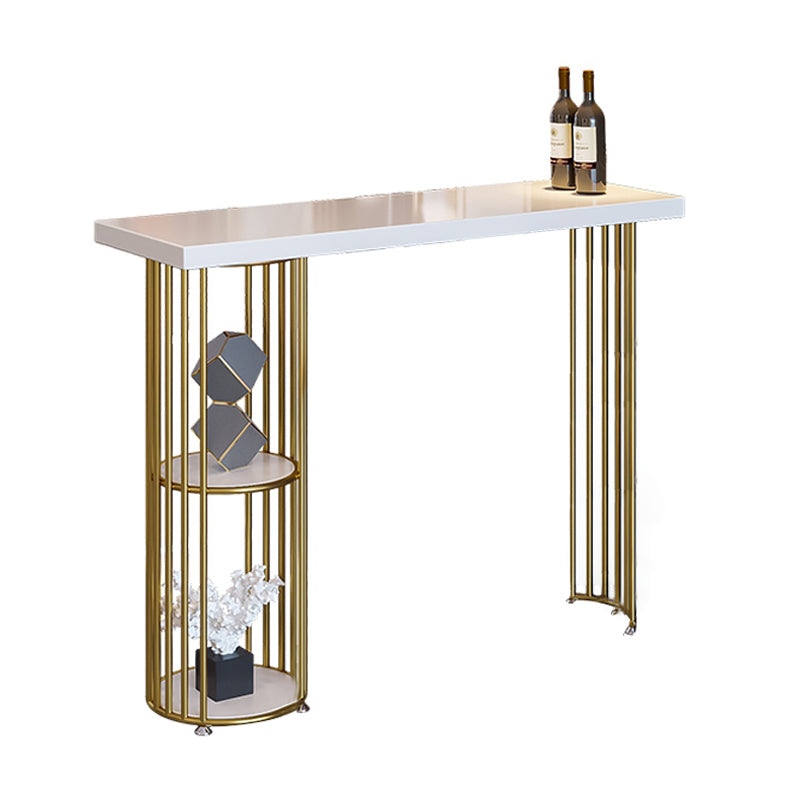 Glam Style Rectangle Bar Table Double pedestal Bar Dining Table with Storage