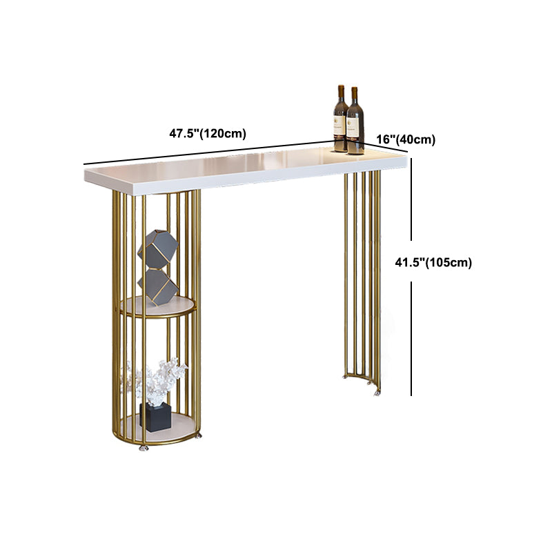 Glam Style Rectangle Bar Table Double pedestal Bar Dining Table with Storage