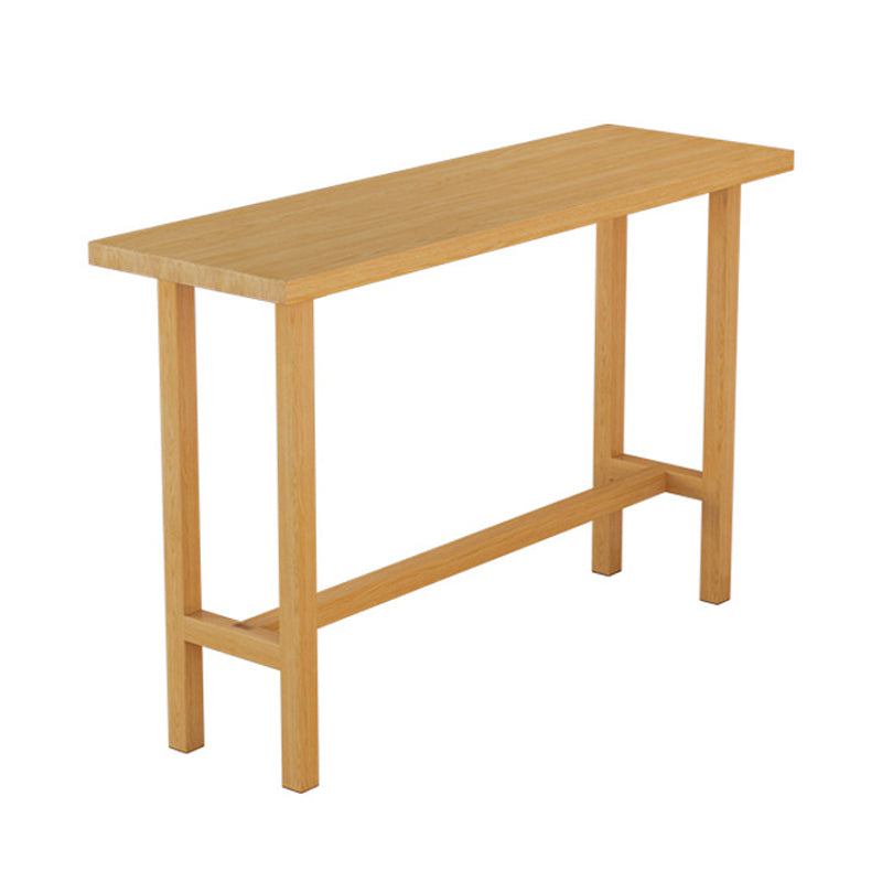 Rectangular Pine Wood Top Bar Table Modern Bistro Table with Trestle Base in Nature