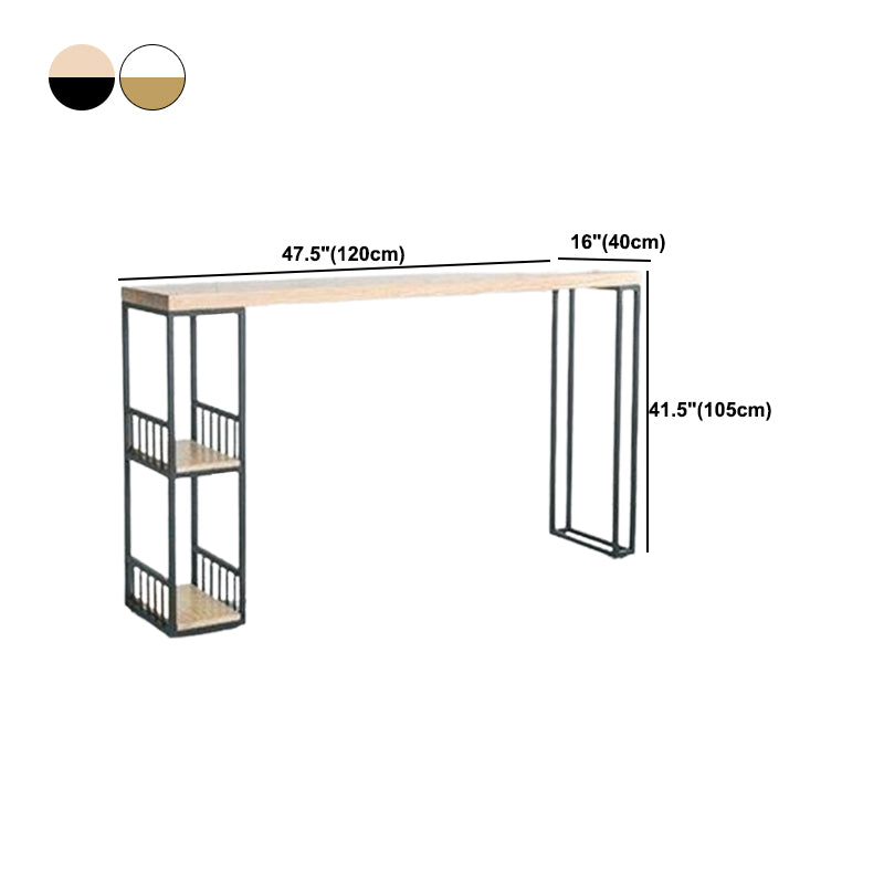 Glam Style Rectangle Bar Table Solid Wood Double pedestal Bar Dining Table with Storage