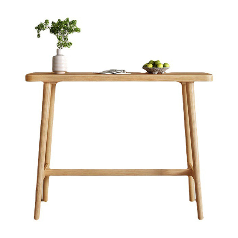 Rectangular Pine Wood Top Bar Table Modern Pub Table with Trestle Base in Nature