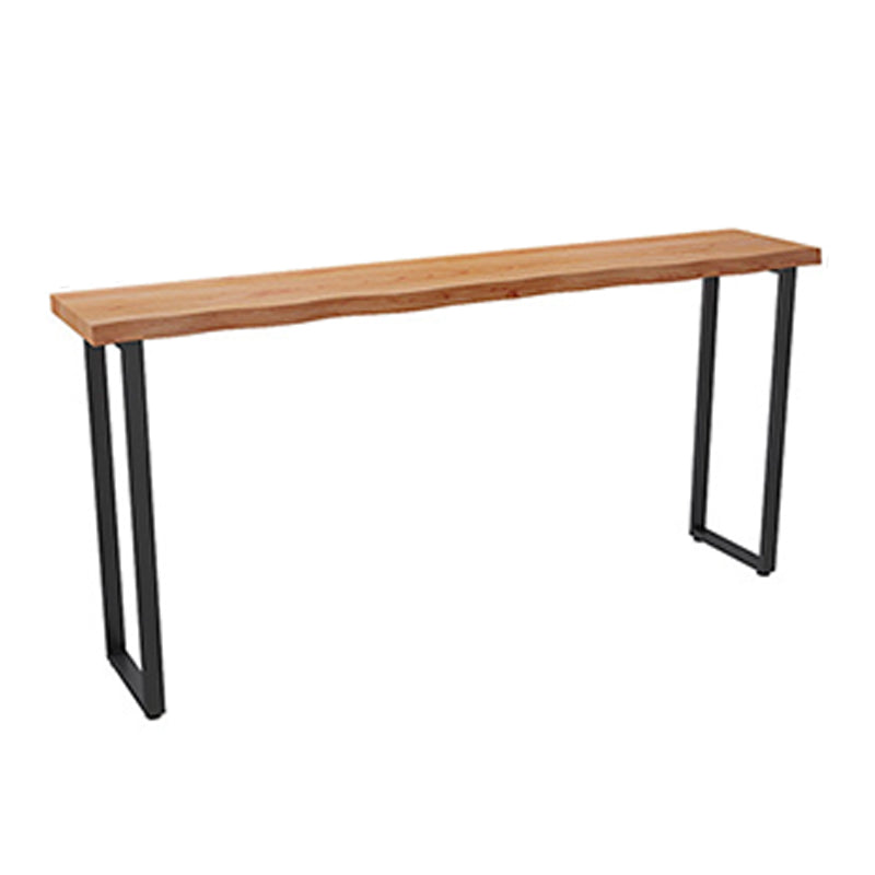 Natural Solid Wood Top Bar Table Modern Pub Table with Metal Frame