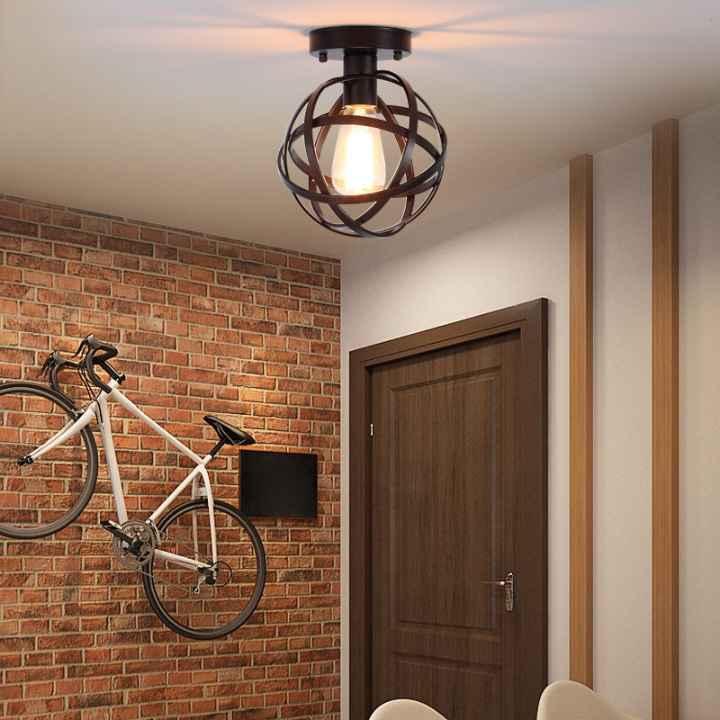 Industrial Style Ceiling Lamp 1-Light Ceiling Mount Light with Metal Shade for Aisle