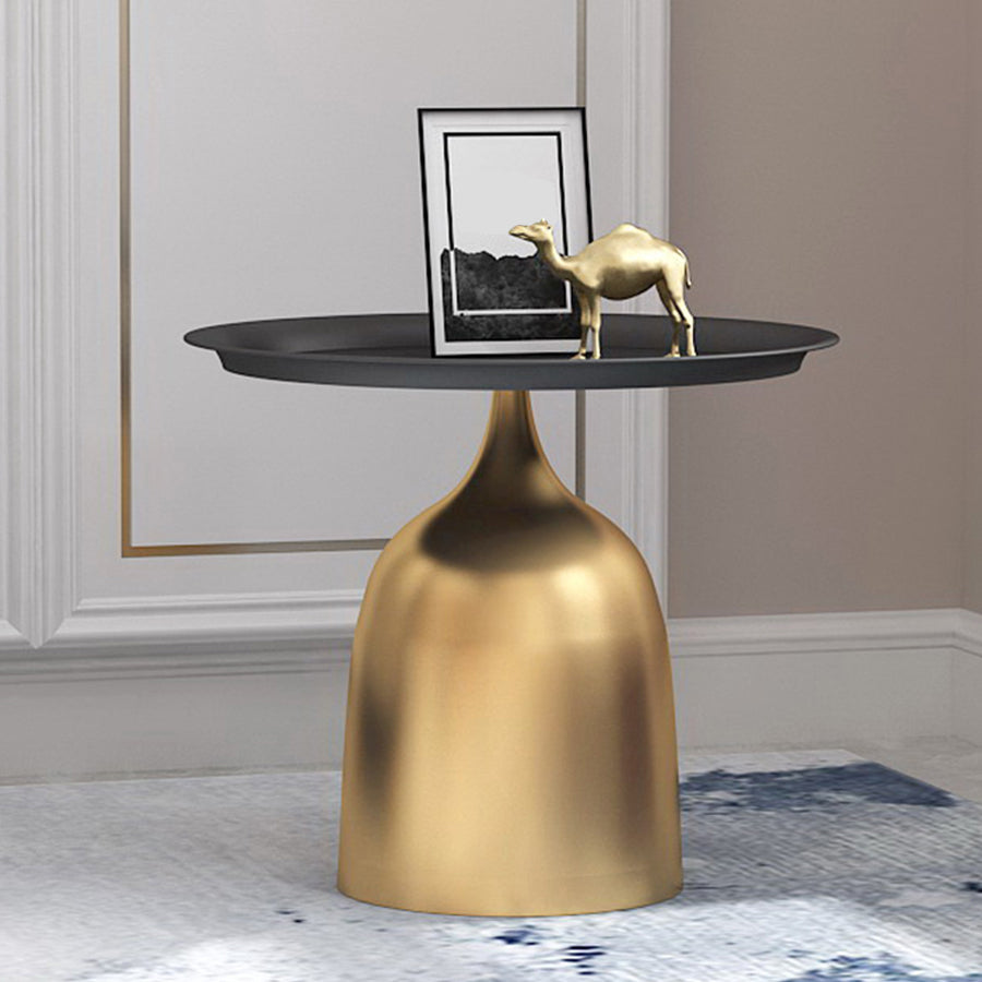 Round Pedestal Base Design Metal Table Medieval Modern Style Side Table