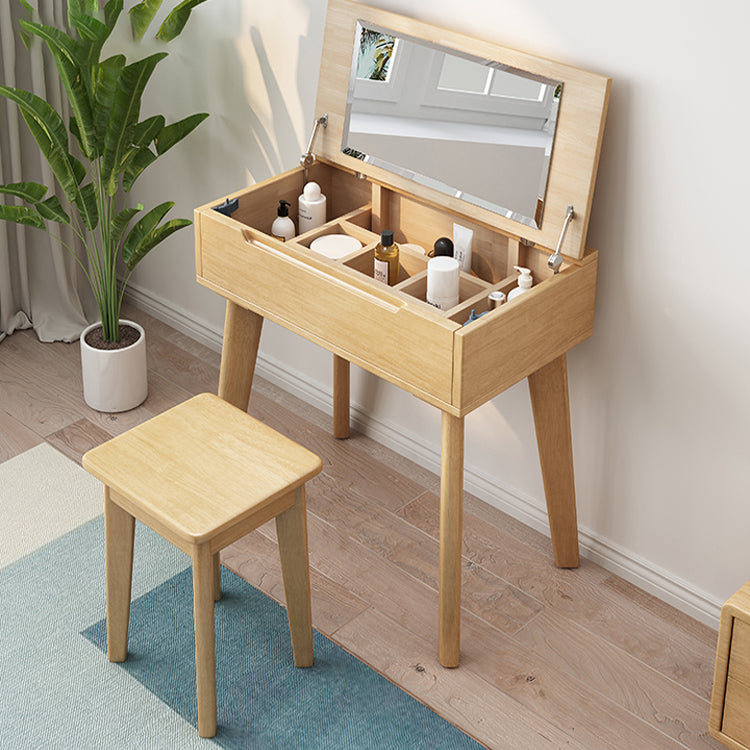 Solid Wood Vanity Dressing Table Scandinavian Flip-Top Vanity Desk