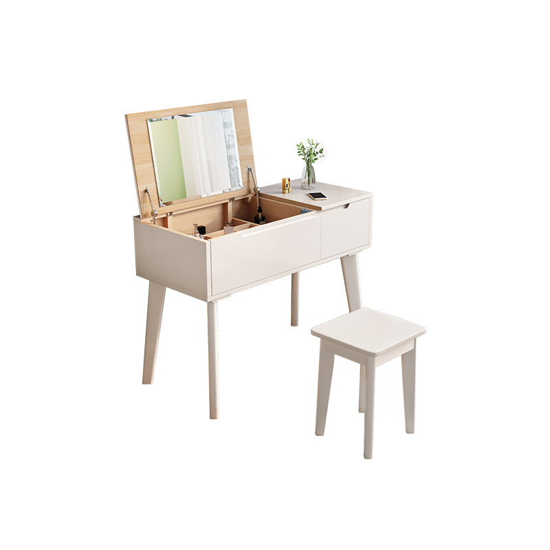 Solid Wood Vanity Dressing Table Scandinavian Flip-Top Vanity Desk