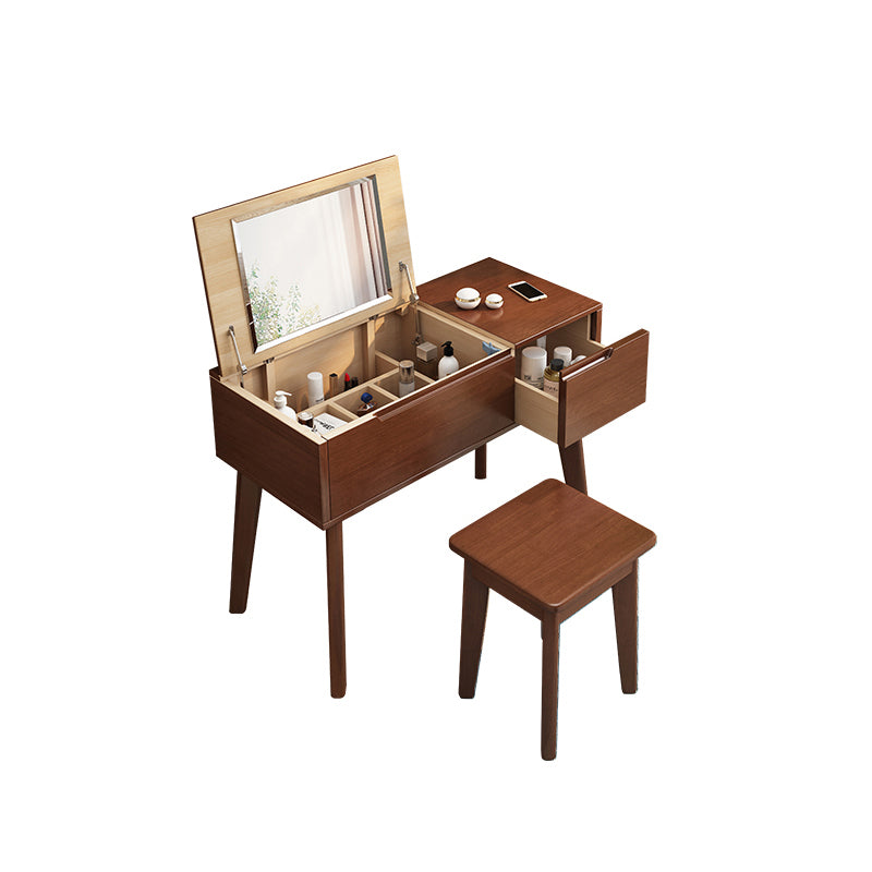 Solid Wood Vanity Dressing Table Scandinavian Flip-Top Vanity Desk