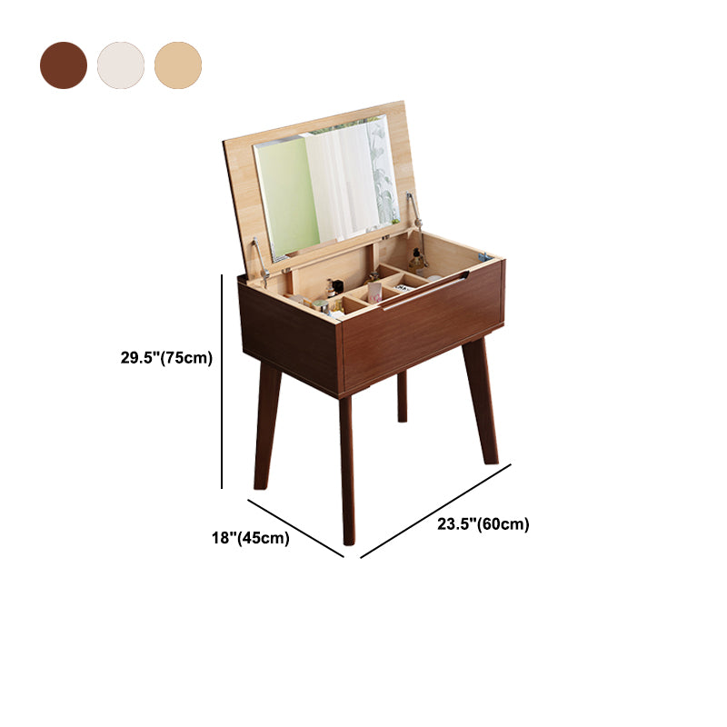 Solid Wood Vanity Dressing Table Scandinavian Flip-Top Vanity Desk