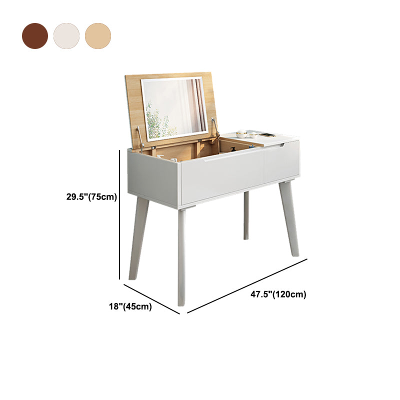 Solid Wood Vanity Dressing Table Scandinavian Flip-Top Vanity Desk