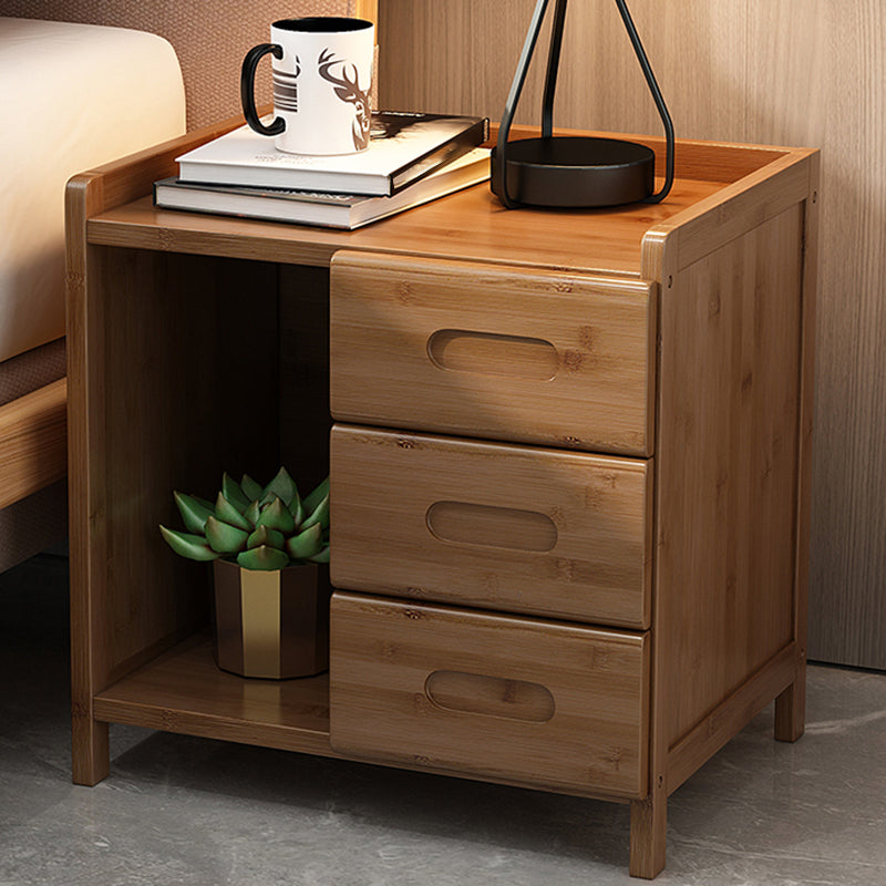 Bamboo Bed Nightstand 16 Inch H Modern Open Storage Nightstand with Legs