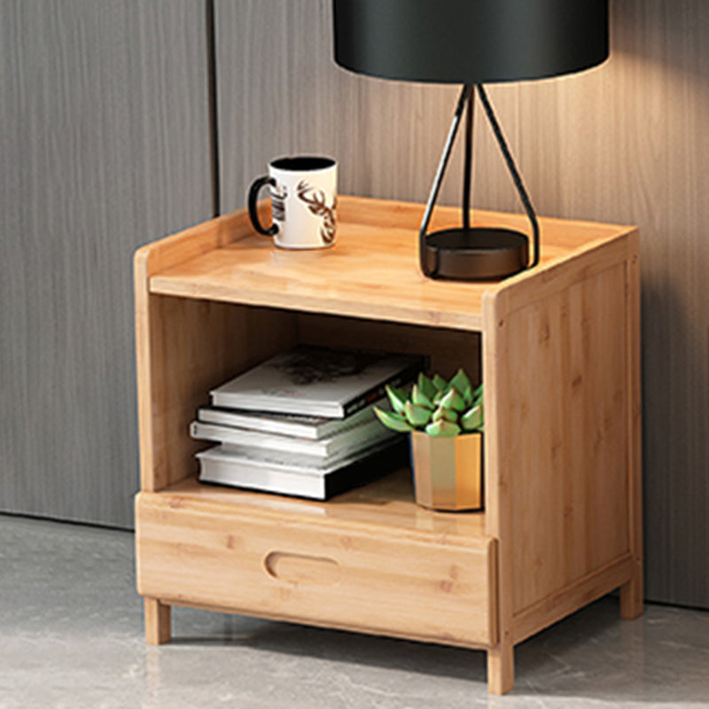 Bamboo Bed Nightstand 16 Inch H Modern Open Storage Nightstand with Legs