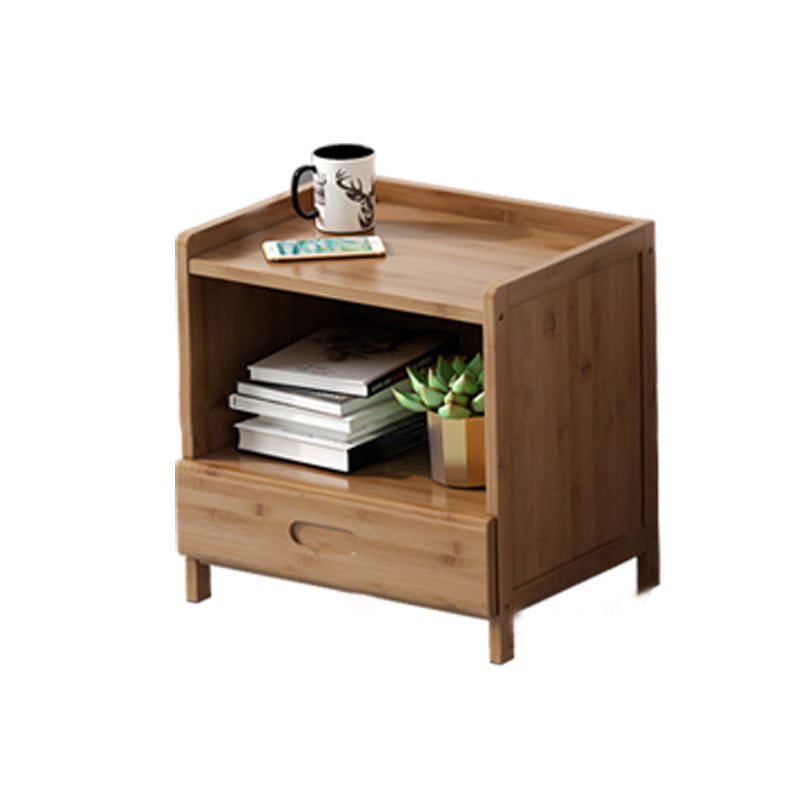 Bamboo Bed Nightstand 16 Inch H Modern Open Storage Nightstand with Legs