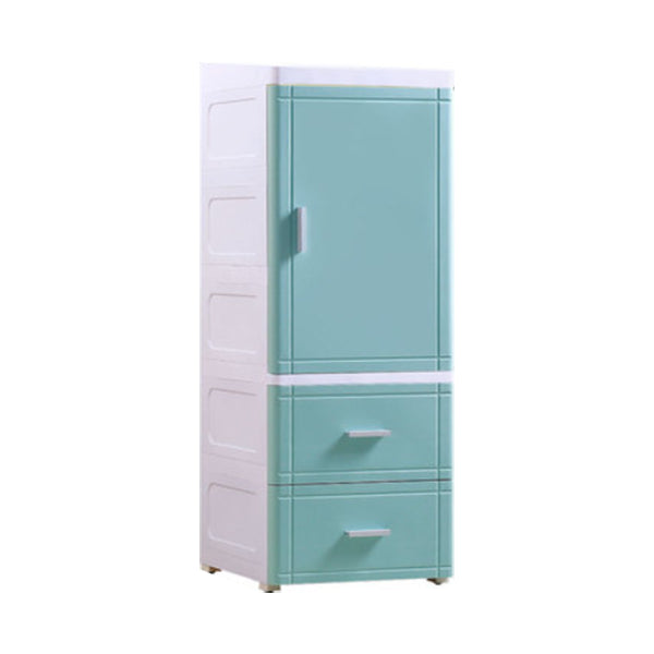 37.4" H 2/3-Drawer Nightstand 1-Door Plastic Night Table in White/Green/Grey