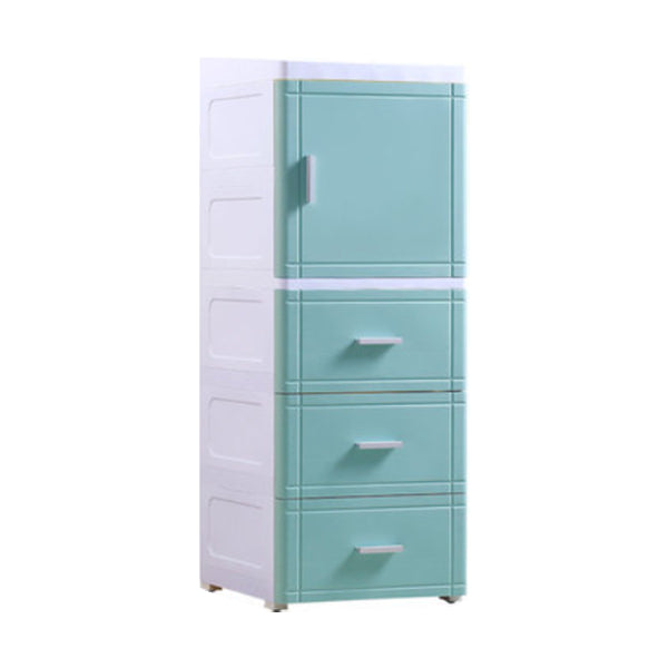 37.4" H 2/3-Drawer Nightstand 1-Door Plastic Night Table in White/Green/Grey