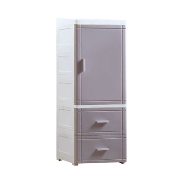 37.4" H 2/3-Drawer Nightstand 1-Door Plastic Night Table in White/Green/Grey