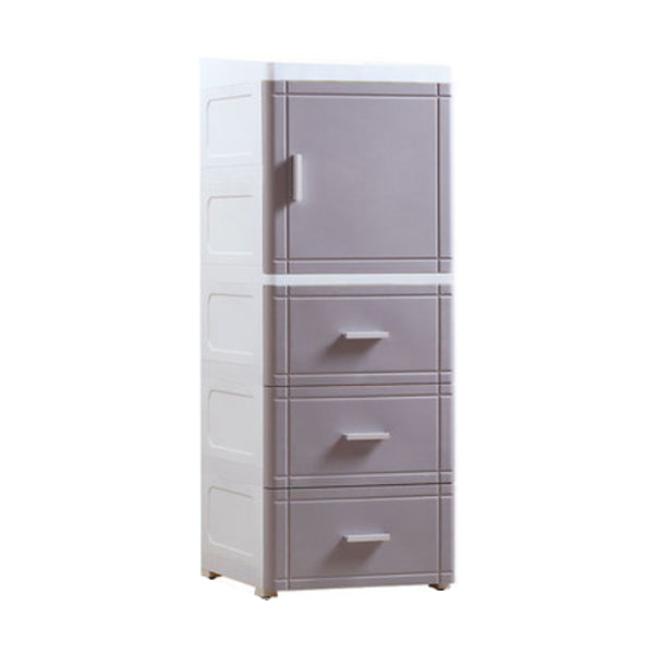 37.4" H 2/3-Drawer Nightstand 1-Door Plastic Night Table in White/Green/Grey