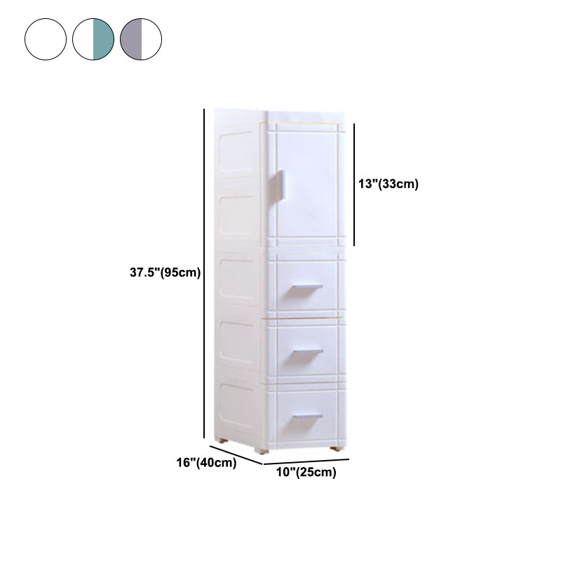 37.4" H 2/3-Drawer Nightstand 1-Door Plastic Night Table in White/Green/Grey