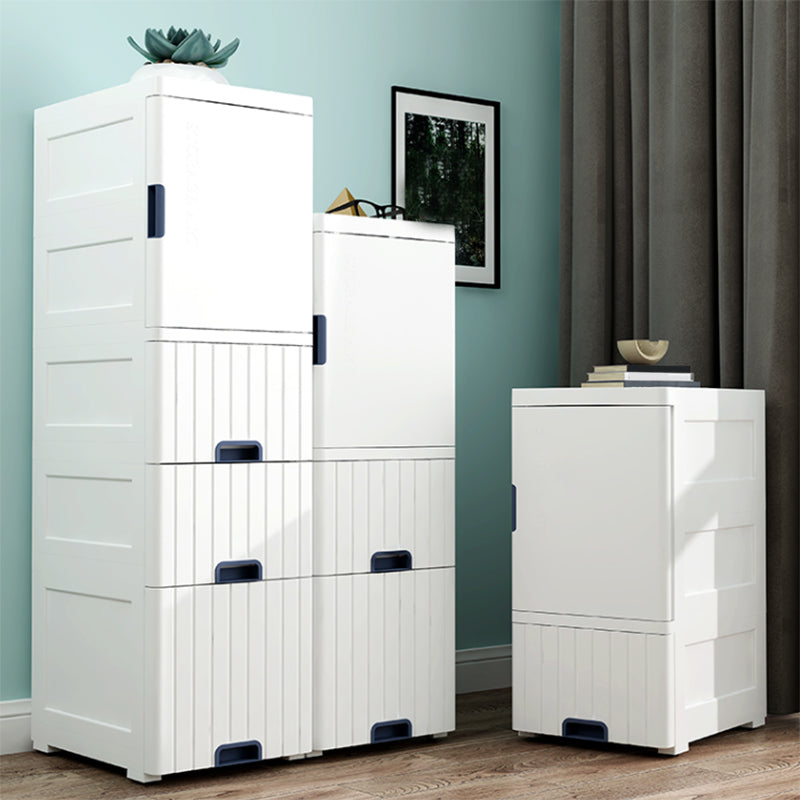 1/2- Door Nightstand in White/Grey/Beige 11.81" W x 15.75" D Bedside Cabinet with Casters