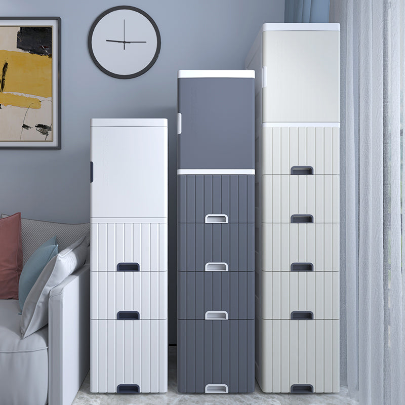 1/2- Door Nightstand in White/Grey/Beige 11.81" W x 15.75" D Bedside Cabinet with Casters