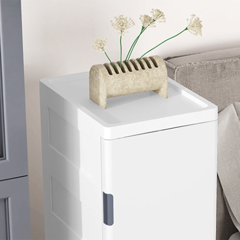 1/2- Door Nightstand in White/Grey/Beige 11.81" W x 15.75" D Bedside Cabinet with Casters