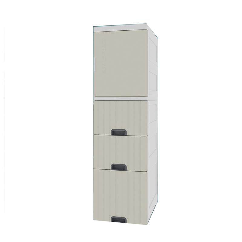 1/2- Door Nightstand in White/Grey/Beige 11.81" W x 15.75" D Bedside Cabinet with Casters