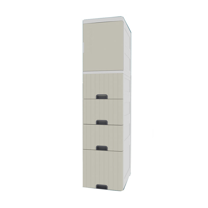 1/2- Door Nightstand in White/Grey/Beige 11.81" W x 15.75" D Bedside Cabinet with Casters