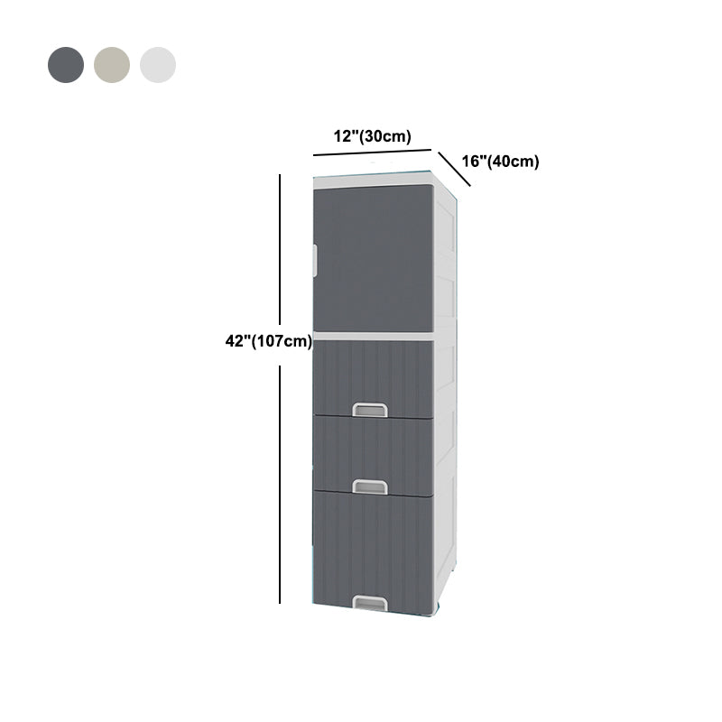 1/2- Door Nightstand in White/Grey/Beige 11.81" W x 15.75" D Bedside Cabinet with Casters