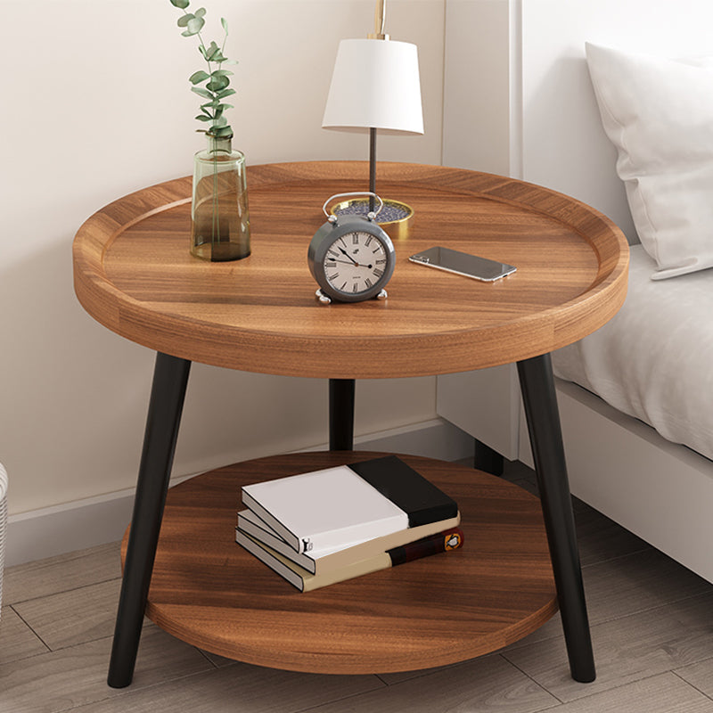 Modern Imitatoon Wood Bed Nightstand Round 18 Inch H Night Table with Legs