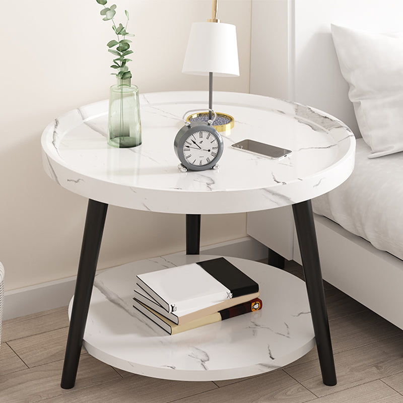 Modern Imitatoon Wood Bed Nightstand Round 18 Inch H Night Table with Legs