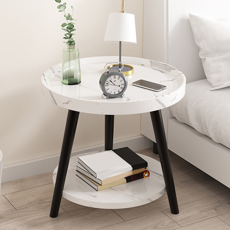 Modern Imitatoon Wood Bed Nightstand Round 18 Inch H Night Table with Legs