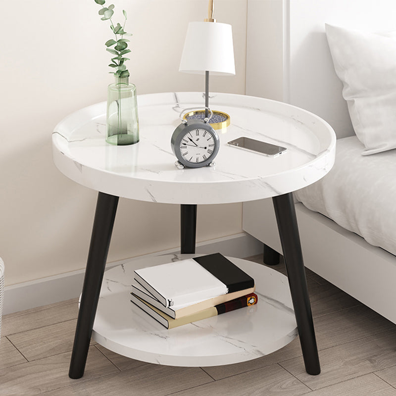 Modern Imitatoon Wood Bed Nightstand Round 18 Inch H Night Table with Legs