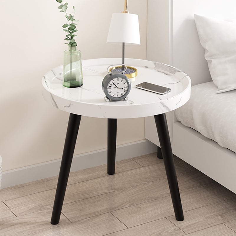 Modern Imitatoon Wood Bed Nightstand Round 18 Inch H Night Table with Legs