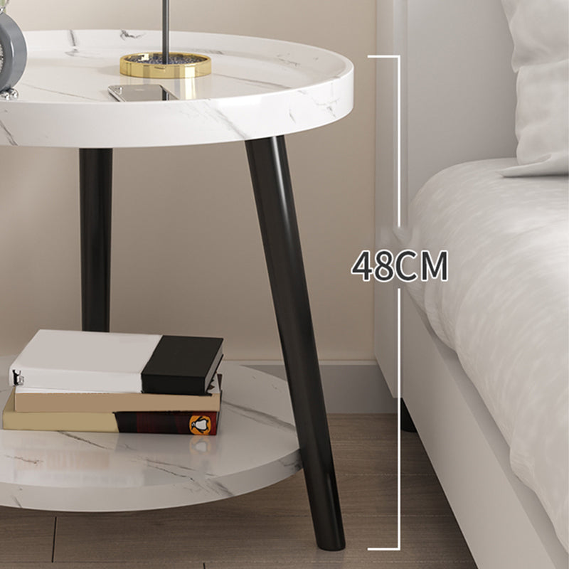 Modern Imitatoon Wood Bed Nightstand Round 18 Inch H Night Table with Legs