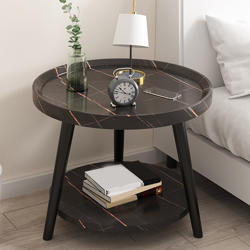 Modern Imitatoon Wood Bed Nightstand Round 18 Inch H Night Table with Legs