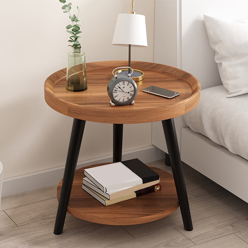 Modern Imitatoon Wood Bed Nightstand Round 18 Inch H Night Table with Legs