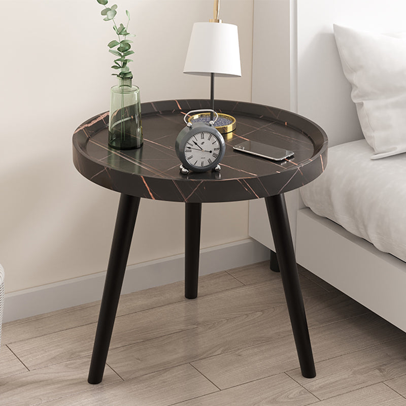 Modern Imitatoon Wood Bed Nightstand Round 18 Inch H Night Table with Legs