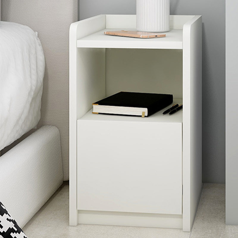 Modern Imitation Wood Night Table Open Storage 1-Drawer 20 Inch H Nightstand