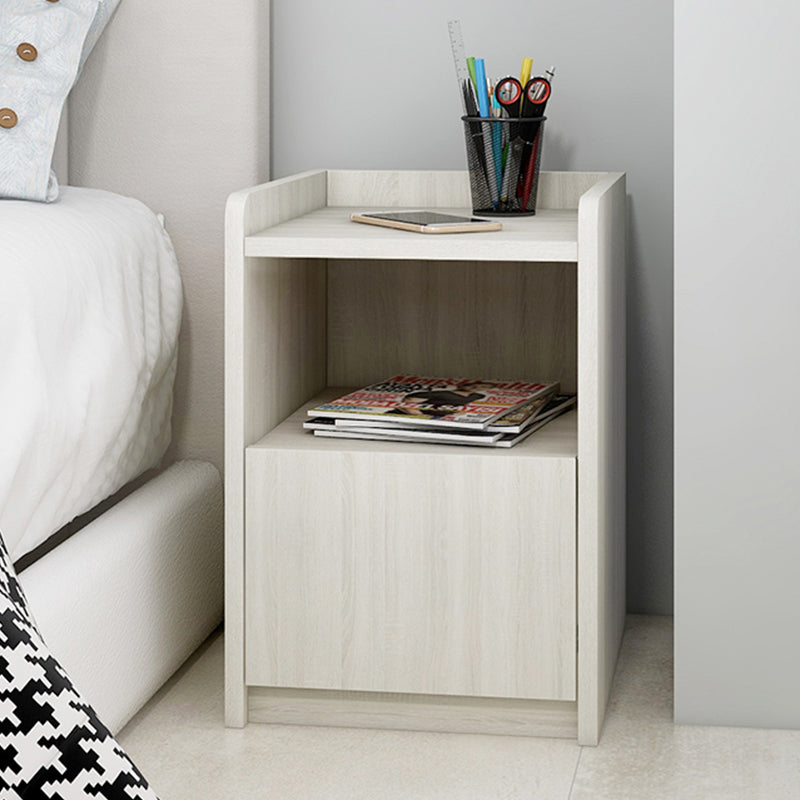 Modern Imitation Wood Night Table Open Storage 1-Drawer 20 Inch H Nightstand