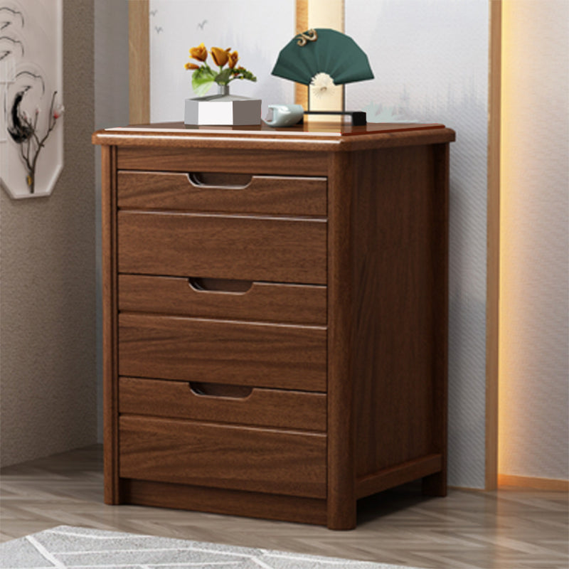 27 Inch H Nightstand Modern Solid Wood 3-Drawer Night Table in Brown