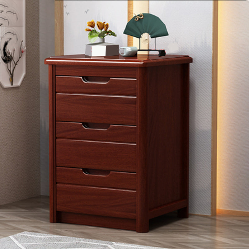 27 Inch H Nightstand Modern Solid Wood 3-Drawer Night Table in Brown