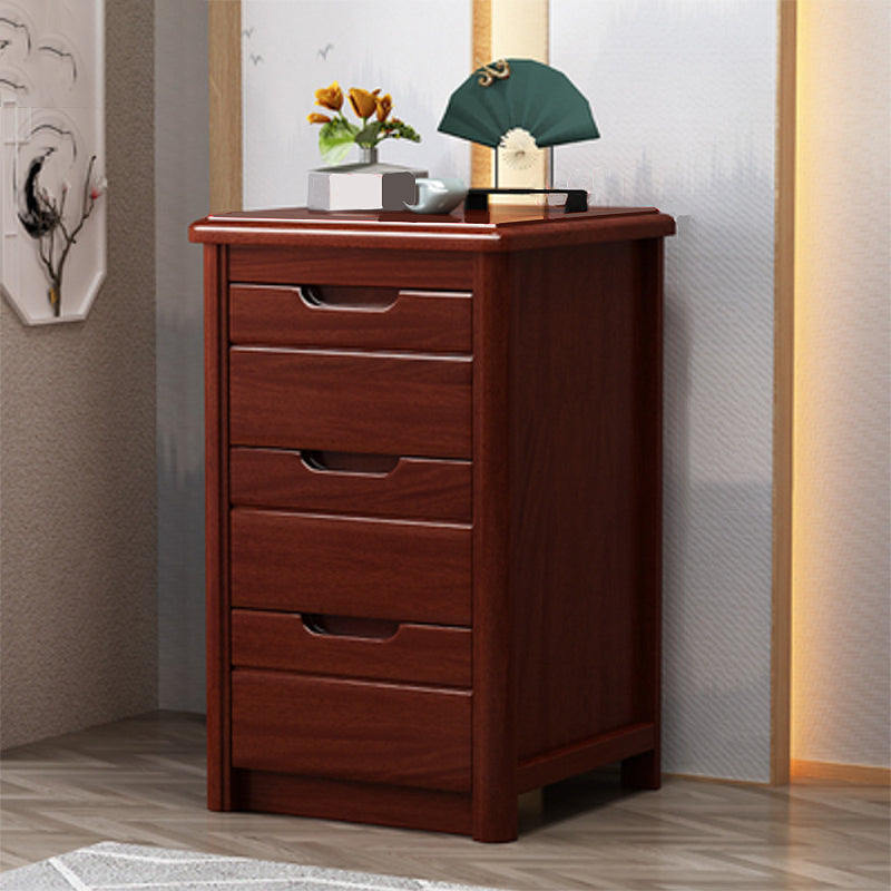 27 Inch H Nightstand Modern Solid Wood 3-Drawer Night Table in Brown