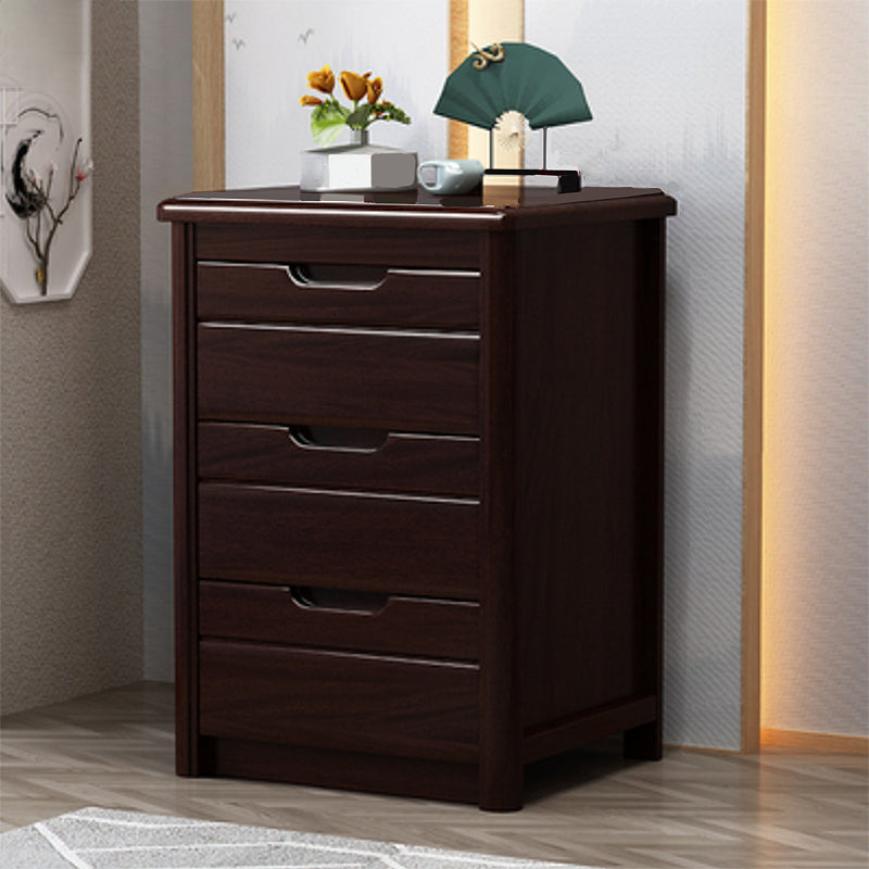 27 Inch H Nightstand Modern Solid Wood 3-Drawer Night Table in Brown