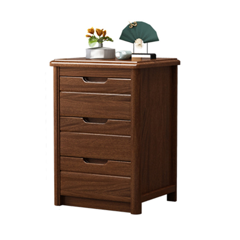 27 Inch H Nightstand Modern Solid Wood 3-Drawer Night Table in Brown