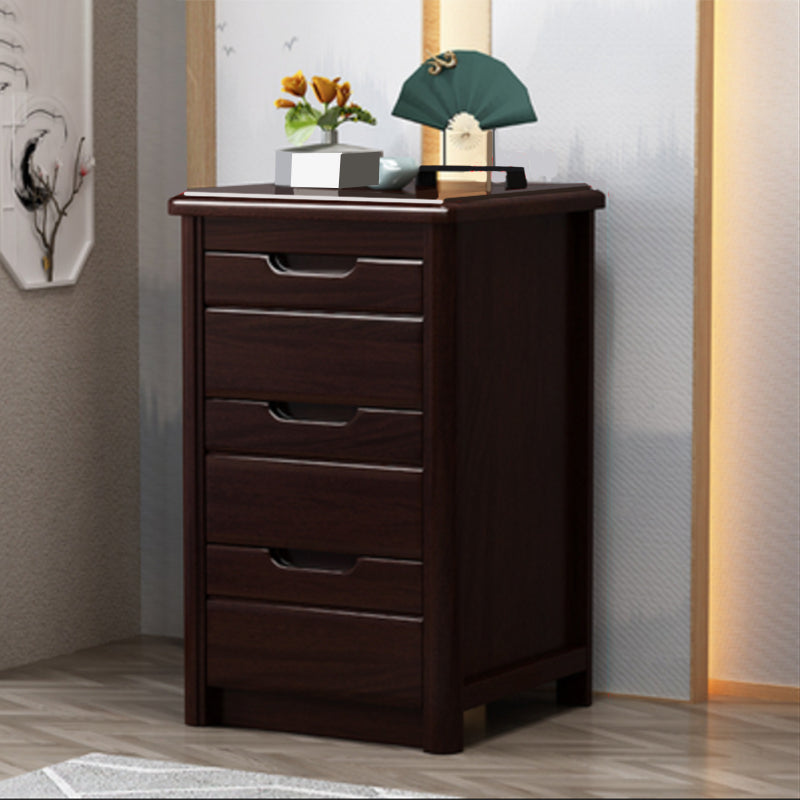 27 Inch H Nightstand Modern Solid Wood 3-Drawer Night Table in Brown