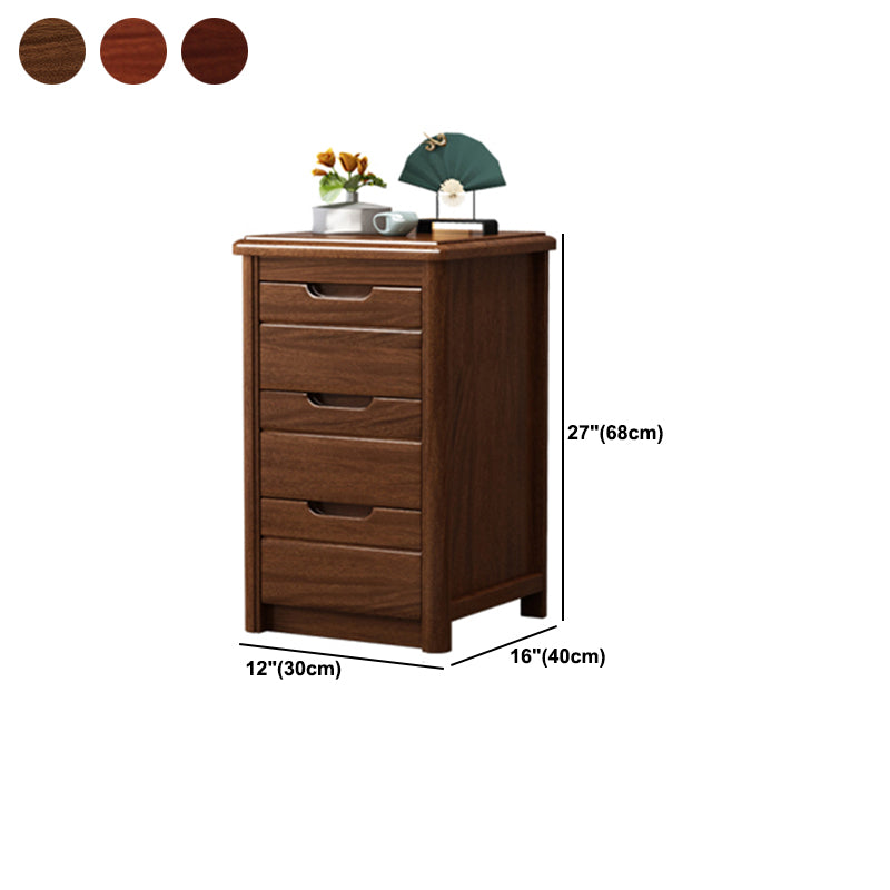 27 Inch H Nightstand Modern Solid Wood 3-Drawer Night Table in Brown